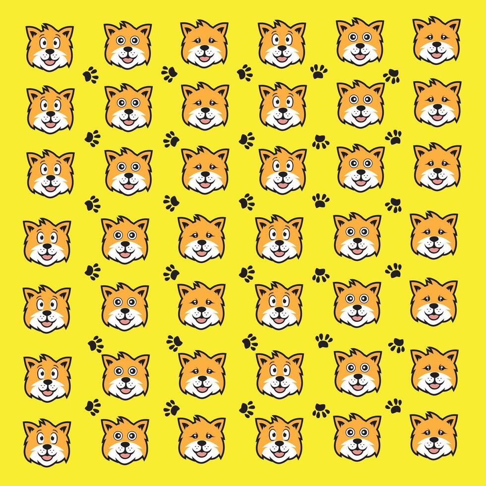 cute dog and paw pattern vector