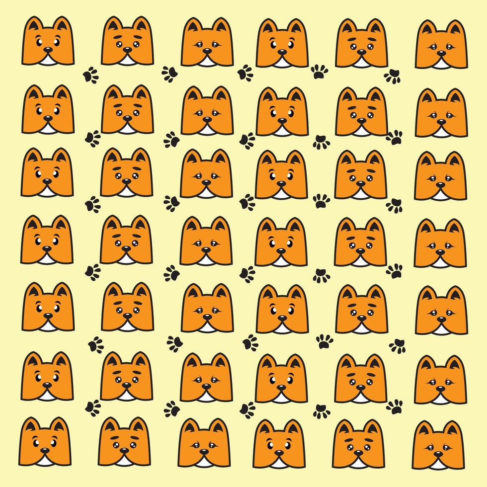 cute dog and paw pattern vector