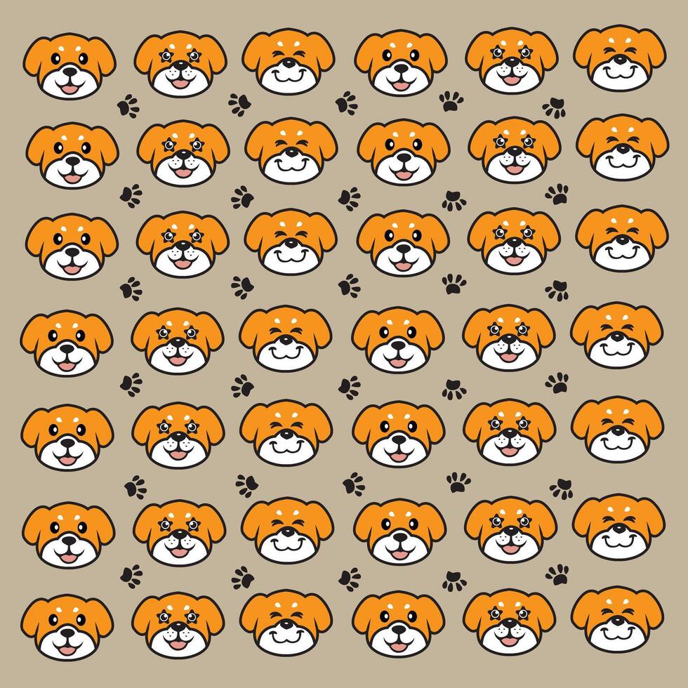cute dog and paw pattern vector