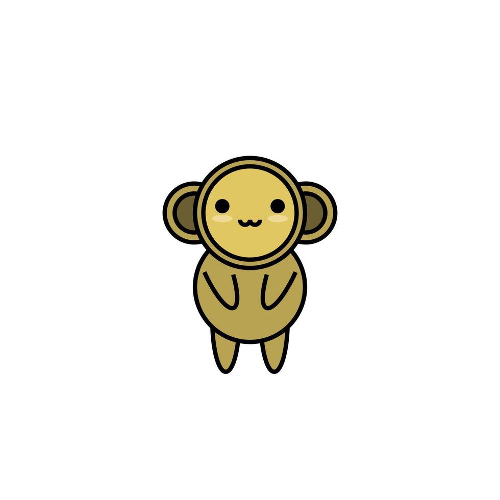 Cute Monkey on White Background in Simple Drawing Line. vector