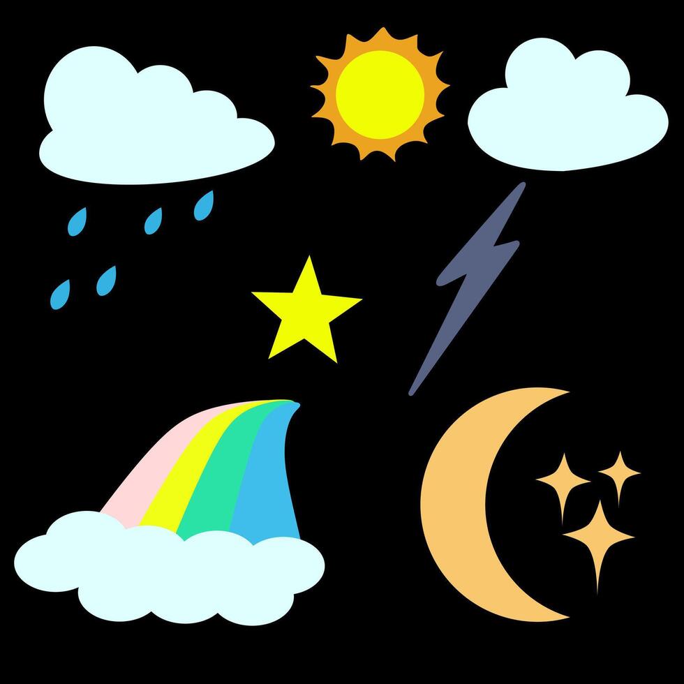 Weather clipart cartoon set graphic illustration vector