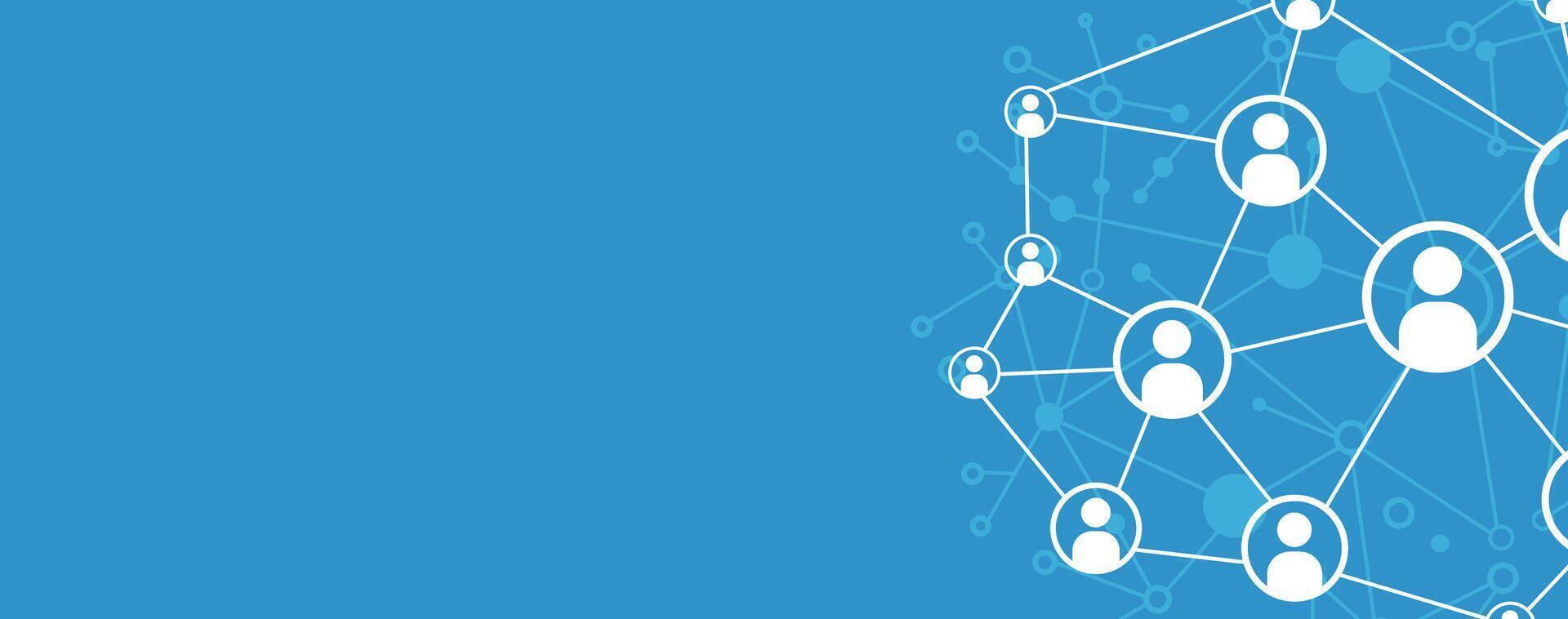 Business online communication and abstract social network connection concept. Global network connection. Business social network connection people on blue background. Global internet technology. vector