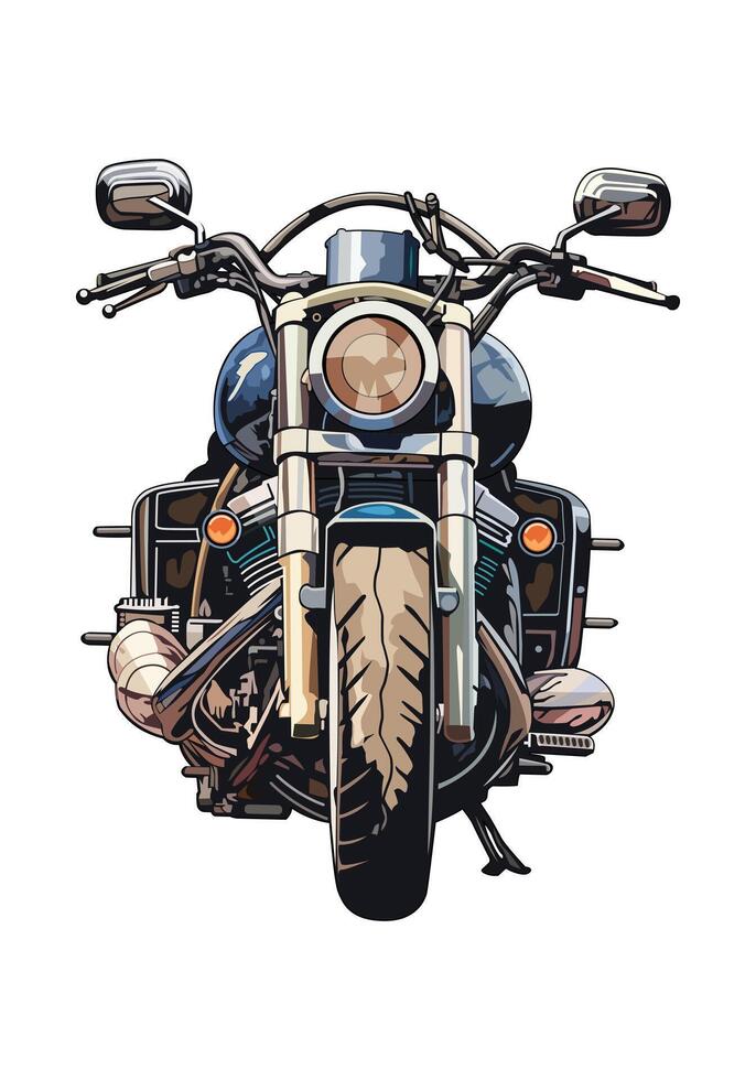 Classic motorcycle front view illustration. Classic motorbike isolated on white background. vector