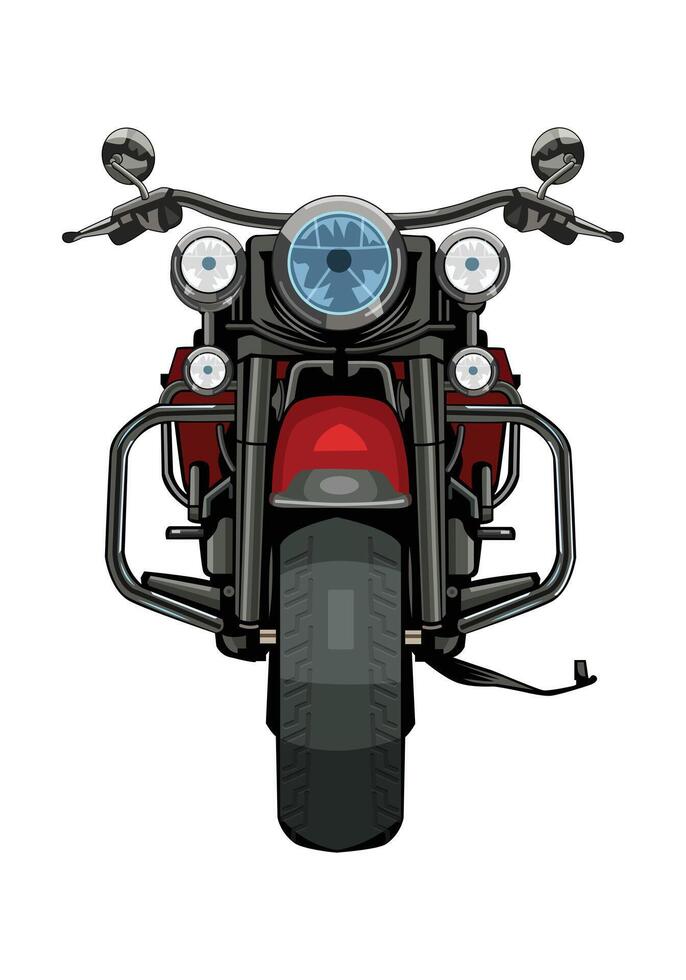 Classic motorcycle front view illustration. Vintage motorbike isolated object on white background. vector