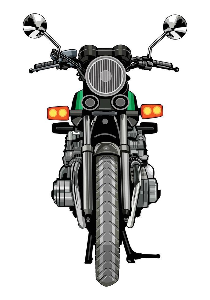 Classic motorcycle front view illustration. Vintage motorbike isolated on white background for design elements. vector