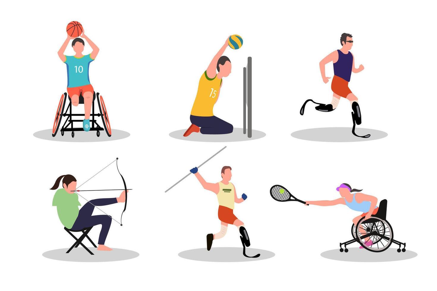 Paralympic athletes with different disabilities are training and competing at a professional level vector