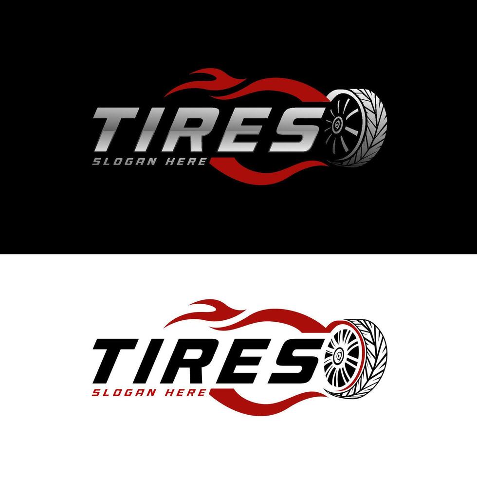 Burning tire logo showing speed for garage or automotive business vector