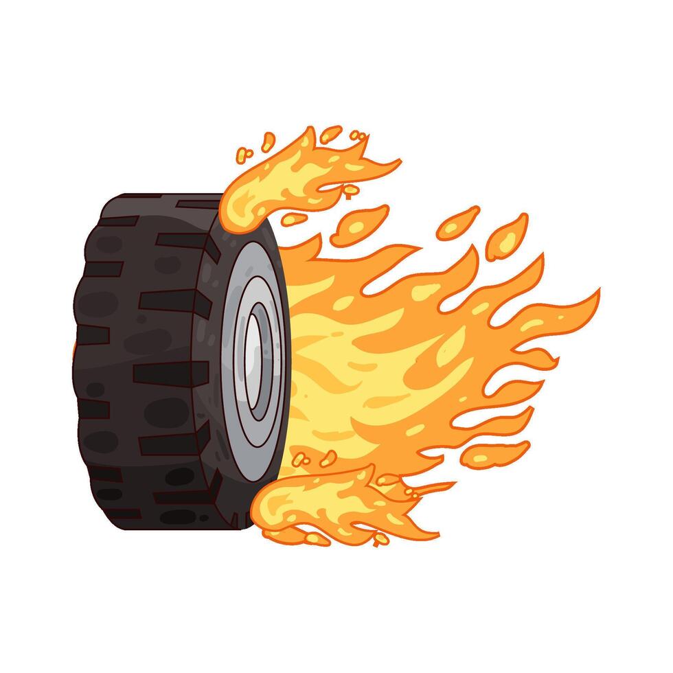 Illustration of burning tire vector