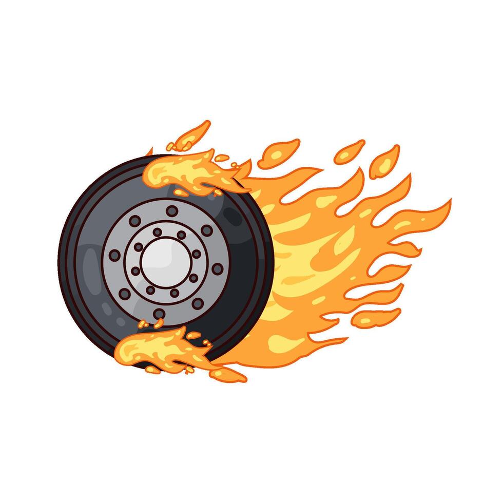 Illustration of burning tire vector