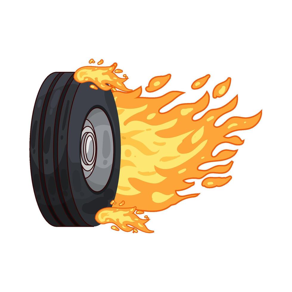 Illustration of burning tire vector