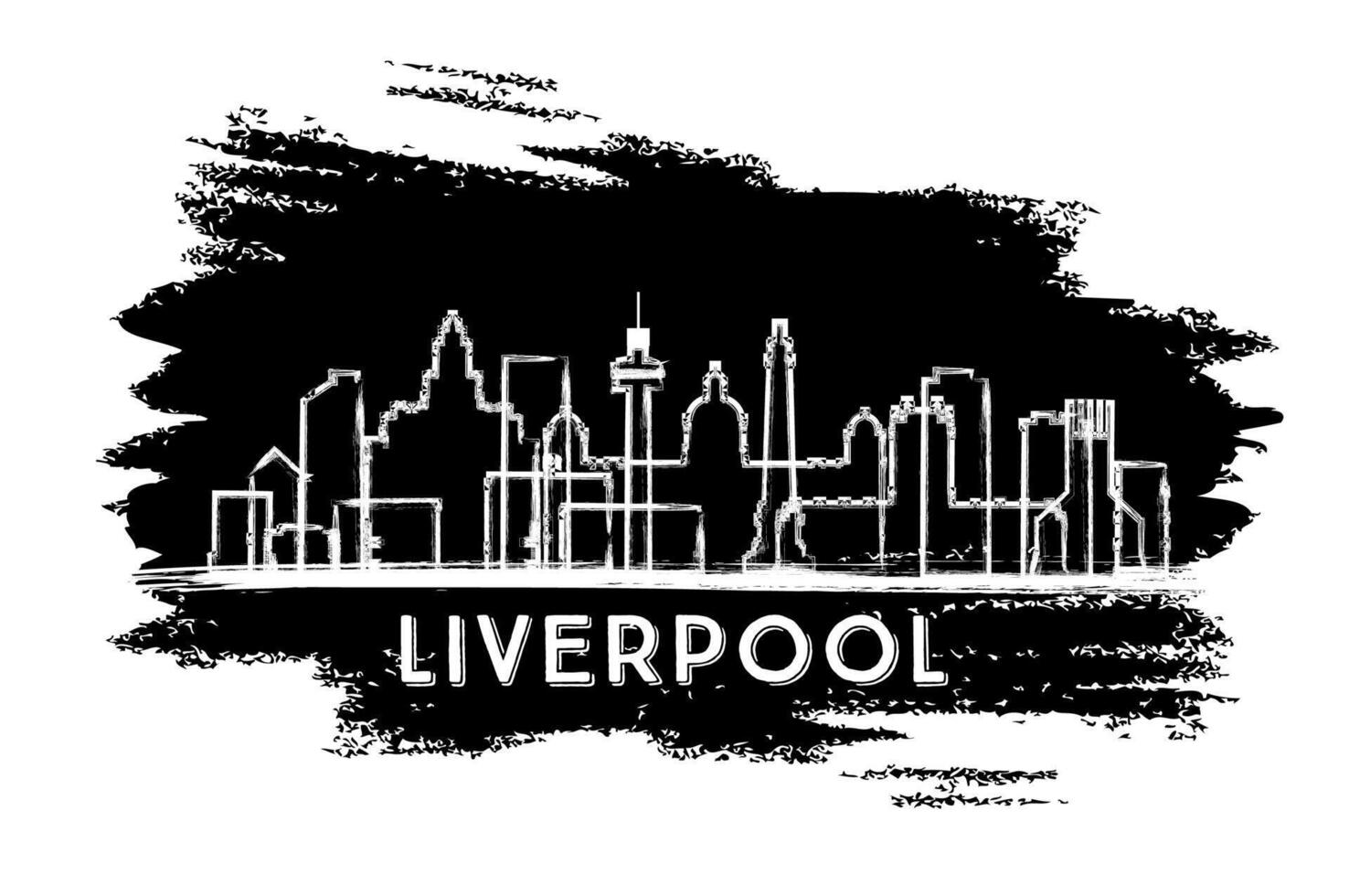 Liverpool England City Skyline Silhouette. Hand Drawn Sketch. Business Travel and Tourism Concept with Modern Architecture. Liverpool Cityscape with Landmarks. vector