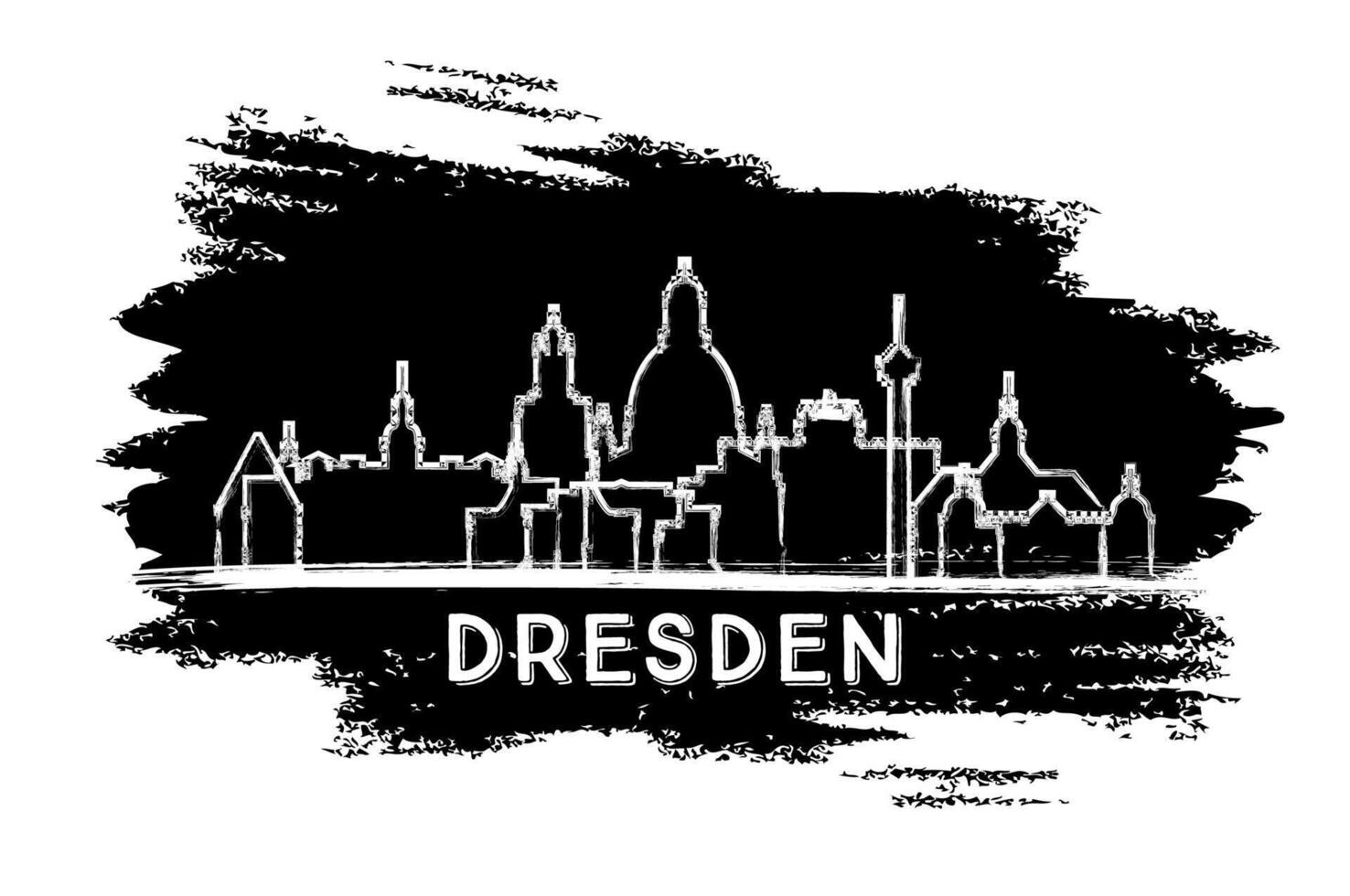 Dresden Germany City Skyline Silhouette. Hand Drawn Sketch. Business Travel and Tourism Concept with Modern Architecture. Dresden Cityscape with Landmarks. vector