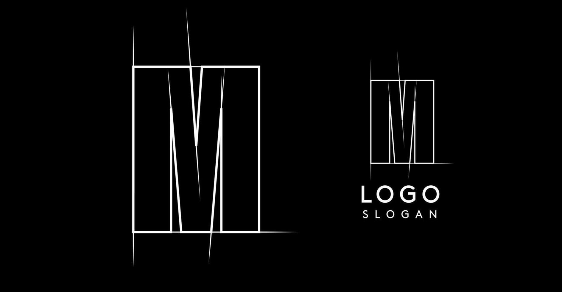 Letter M pencil drawn, architectural blueprint logo design, construction plan, technical drawing. Ideal for corporate branding, industrial projects, engineering firms. illustration vector