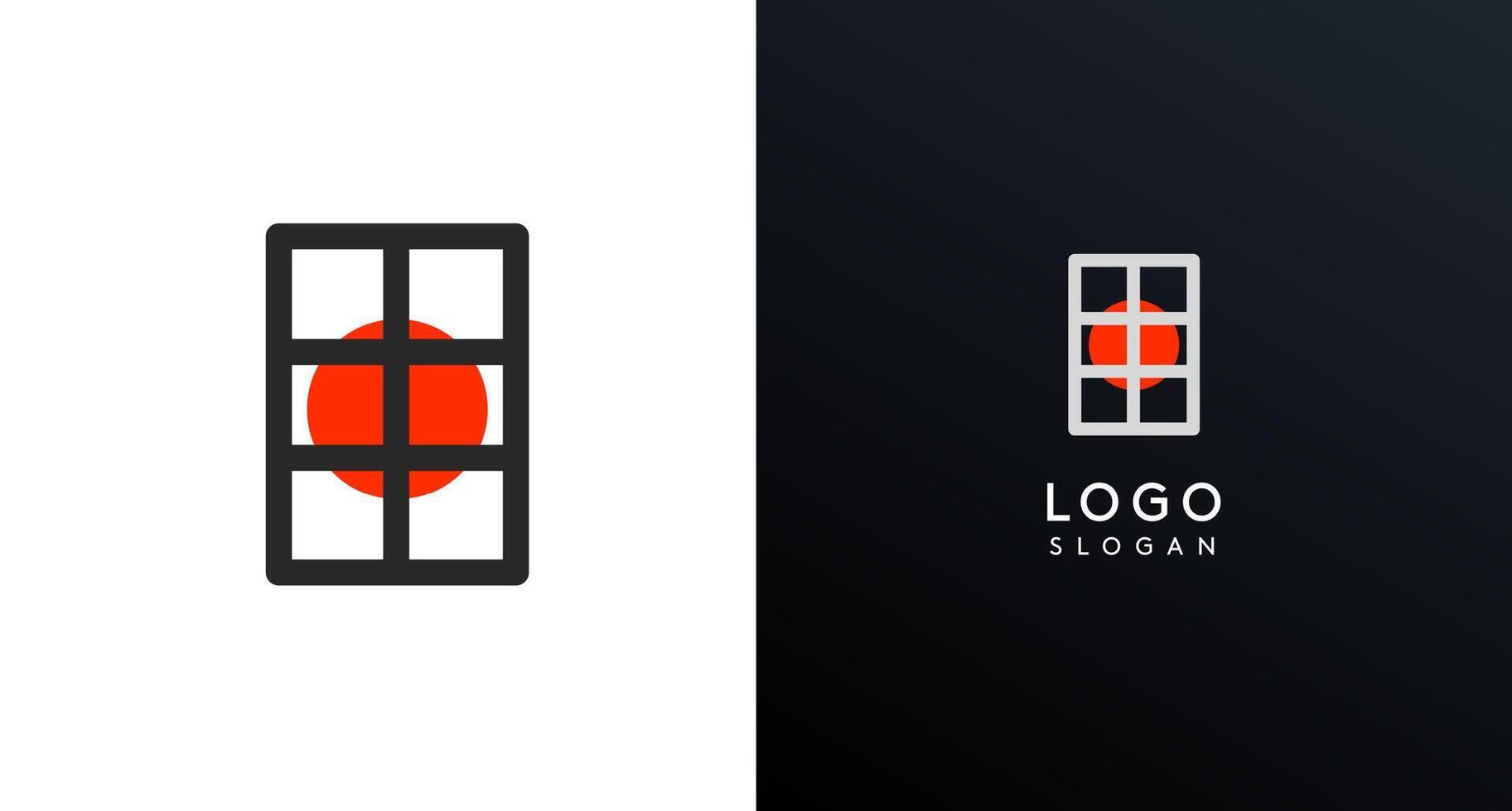 Modern logo featuring geometric shapes, circle and lines grid. Abstract minimalist logotype for Japanese restaurant branding, tech companies, creative business identities. illustration vector