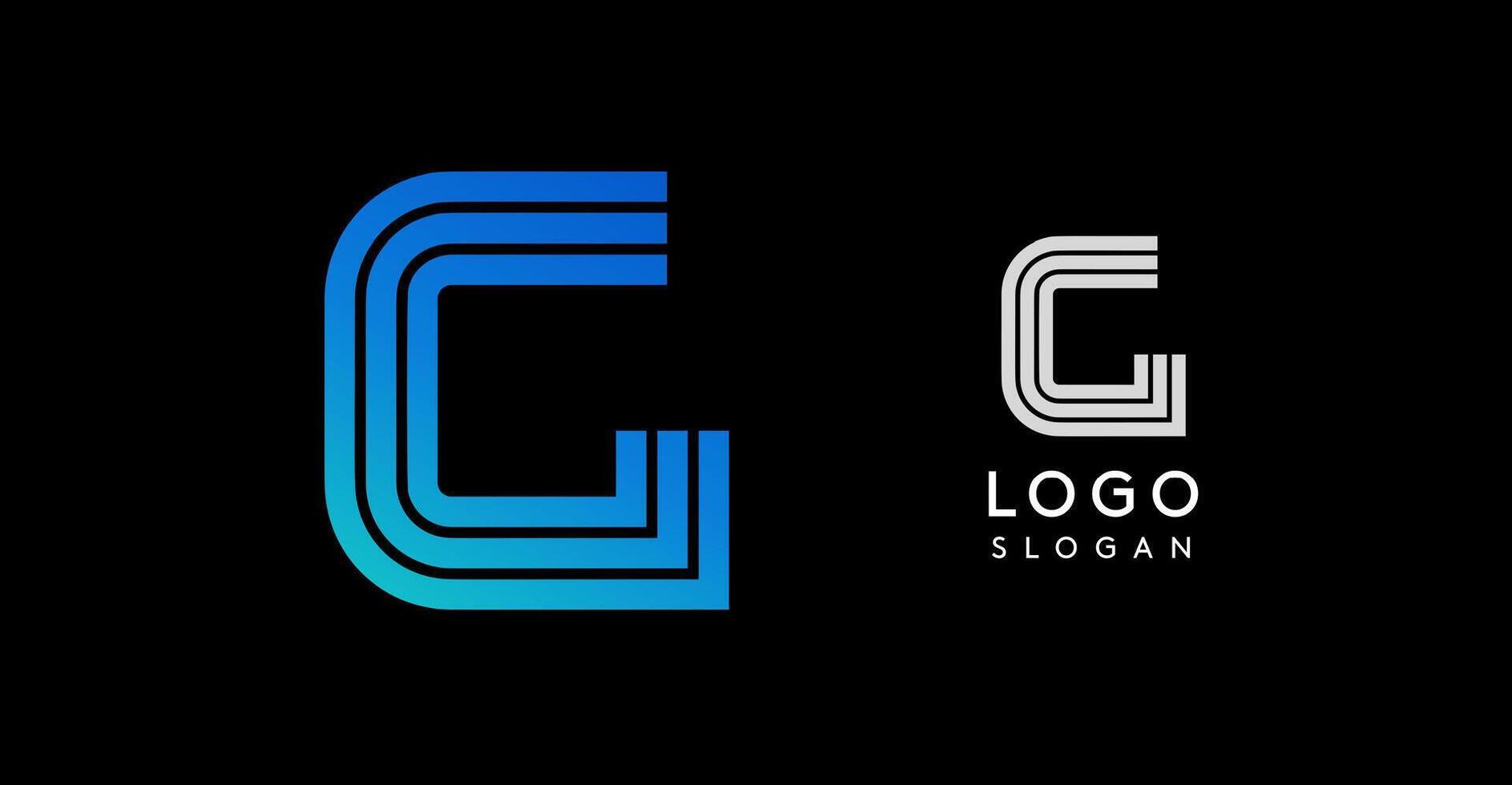Abstract geometric letter C logo with gradient blue design for technology companies, corporate identities, creative businesses. Sleek stylish for web, print, digital media. illustration vector