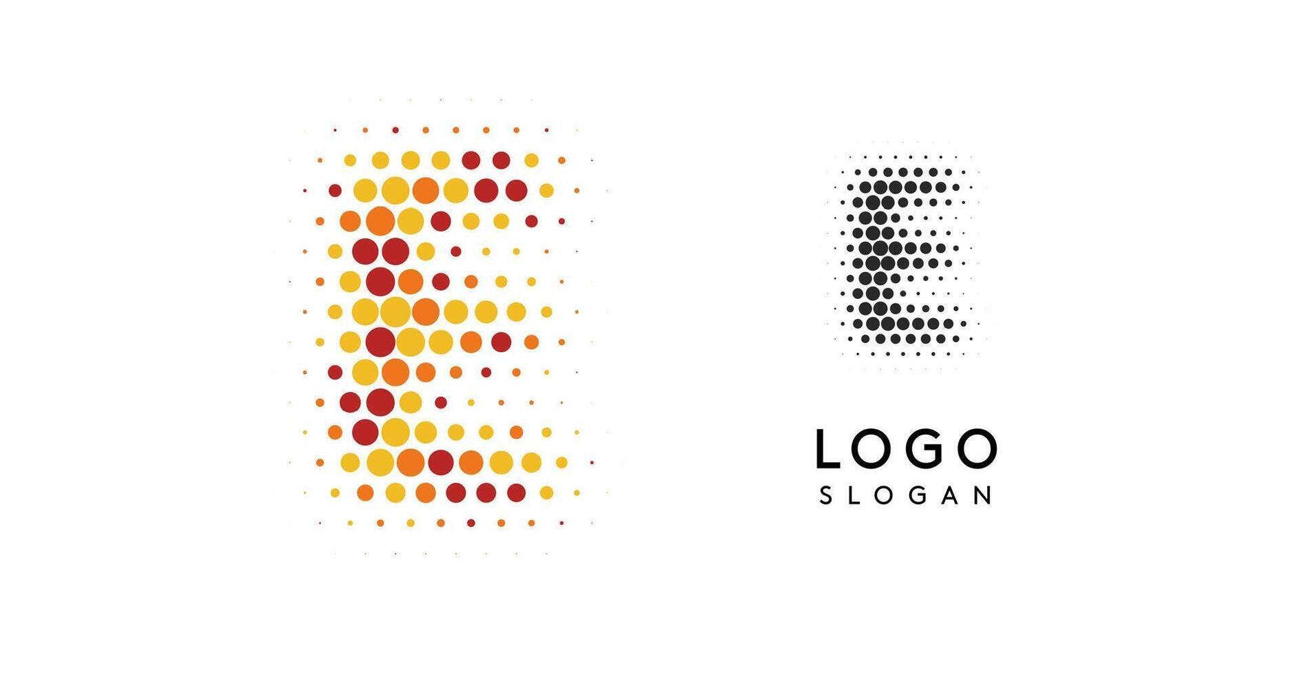 Abstract letter E logo with orange to red gradient dots, modern minimalist design. Perfect for business branding, corporate identity, technology. Stylish professional symbol. illustration vector