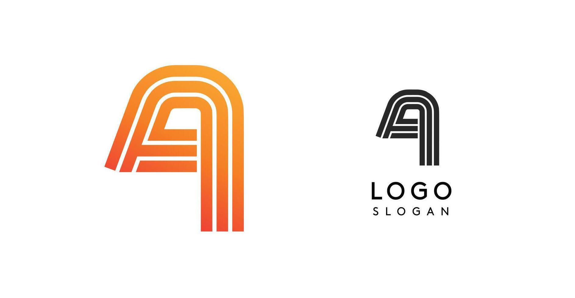 Modern logo with letter A, gradient orange and black versions. Creative and minimalistic design. Perfect for branding, corporate identity, business logos. illustration vector