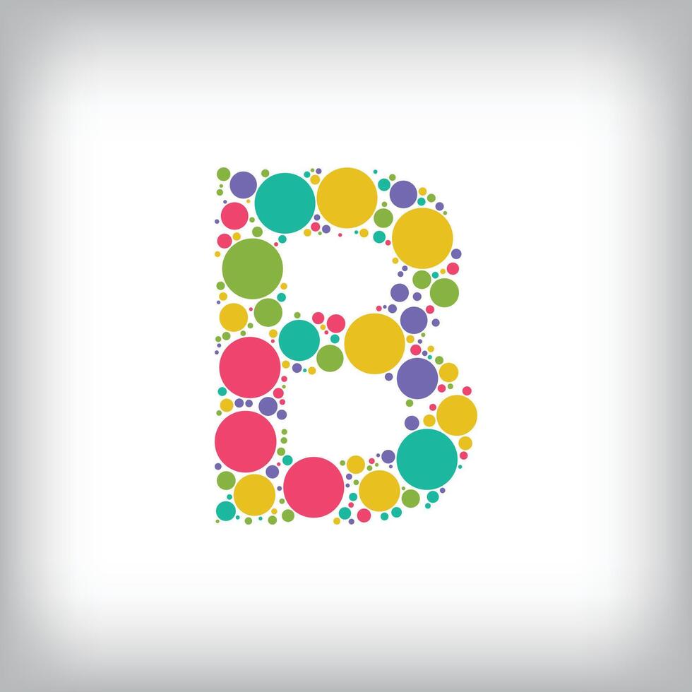 Letter B made of creative colored dots or filled with circles. Creative fonts with unique symbols. illustration. vector