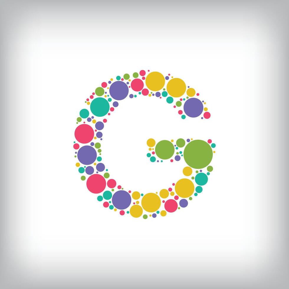 Letter G made of creative colored dots or filled with circles. Creative fonts with unique symbols. illustration. vector