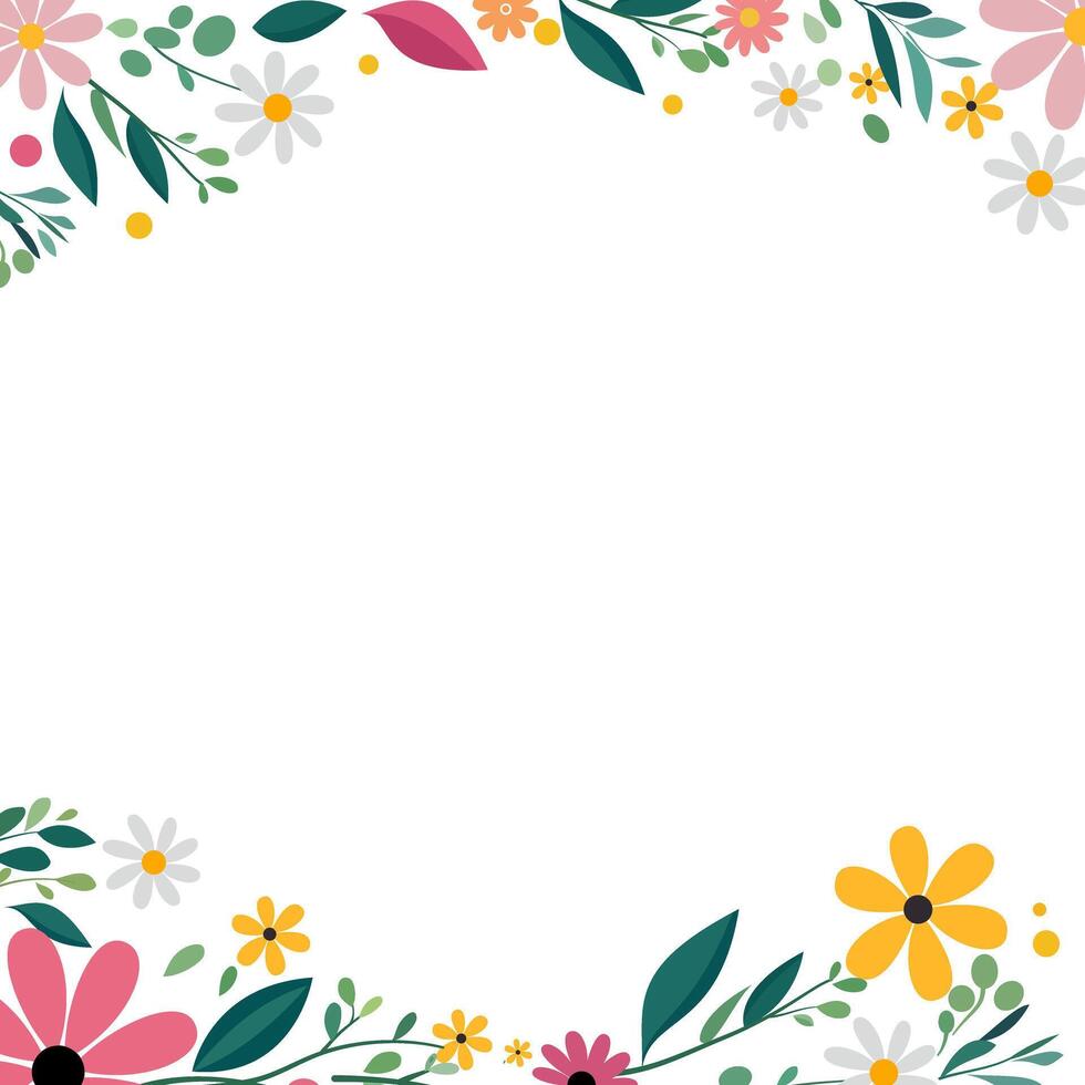 colorful spring flowers on white background. vector