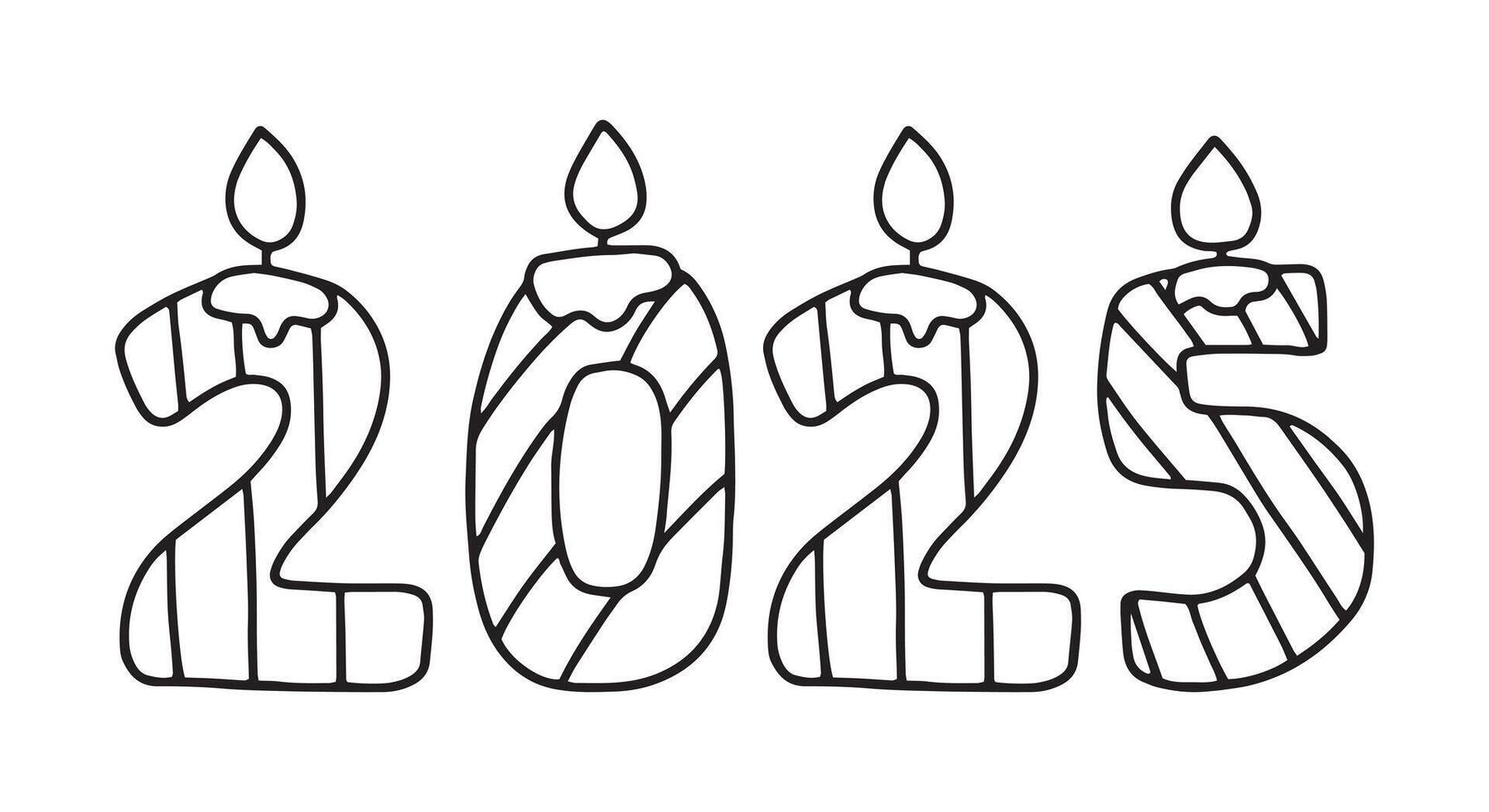New year 2025 candles numbers coloring page 48208155 Vector Art at Vecteezy
