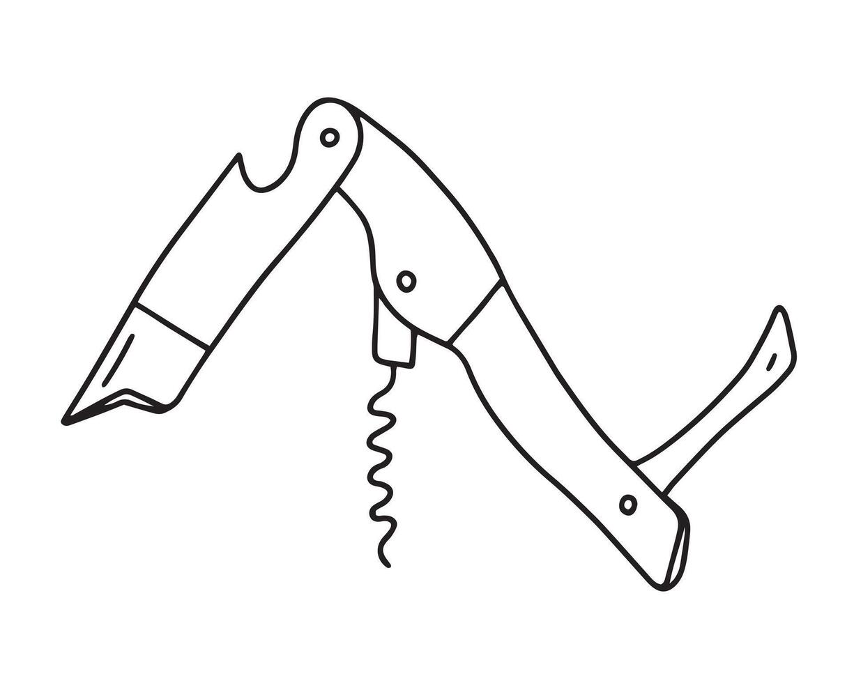 Sommelier knife sketch. Hand drawn corkscrew illustration vector