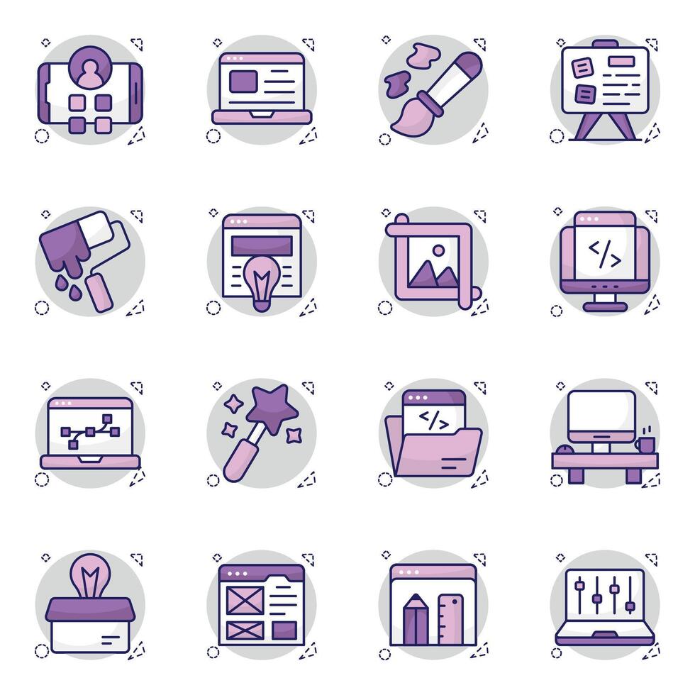 Set of Web Designing Flat Icons vector