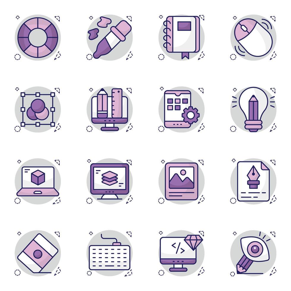 Set of Design and Coding Flat Icons vector