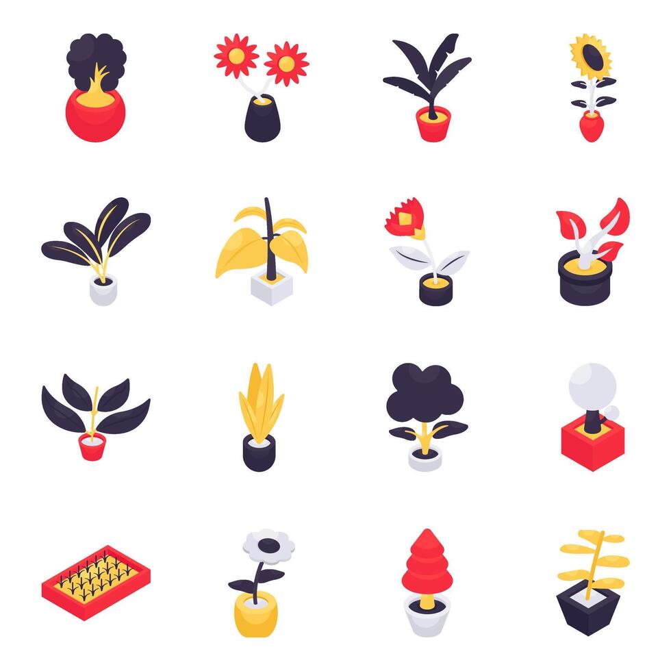 Set of Nature Flat Icons vector