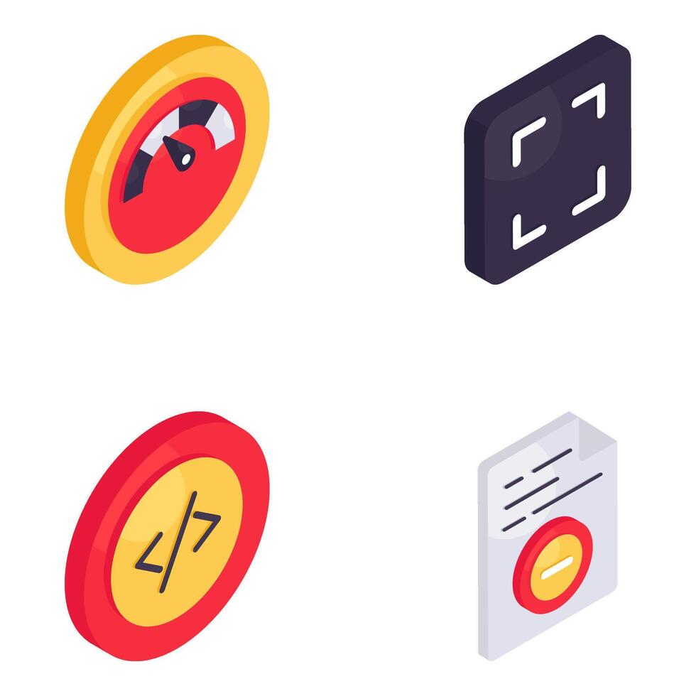 Set of Unique Isometric Icons vector