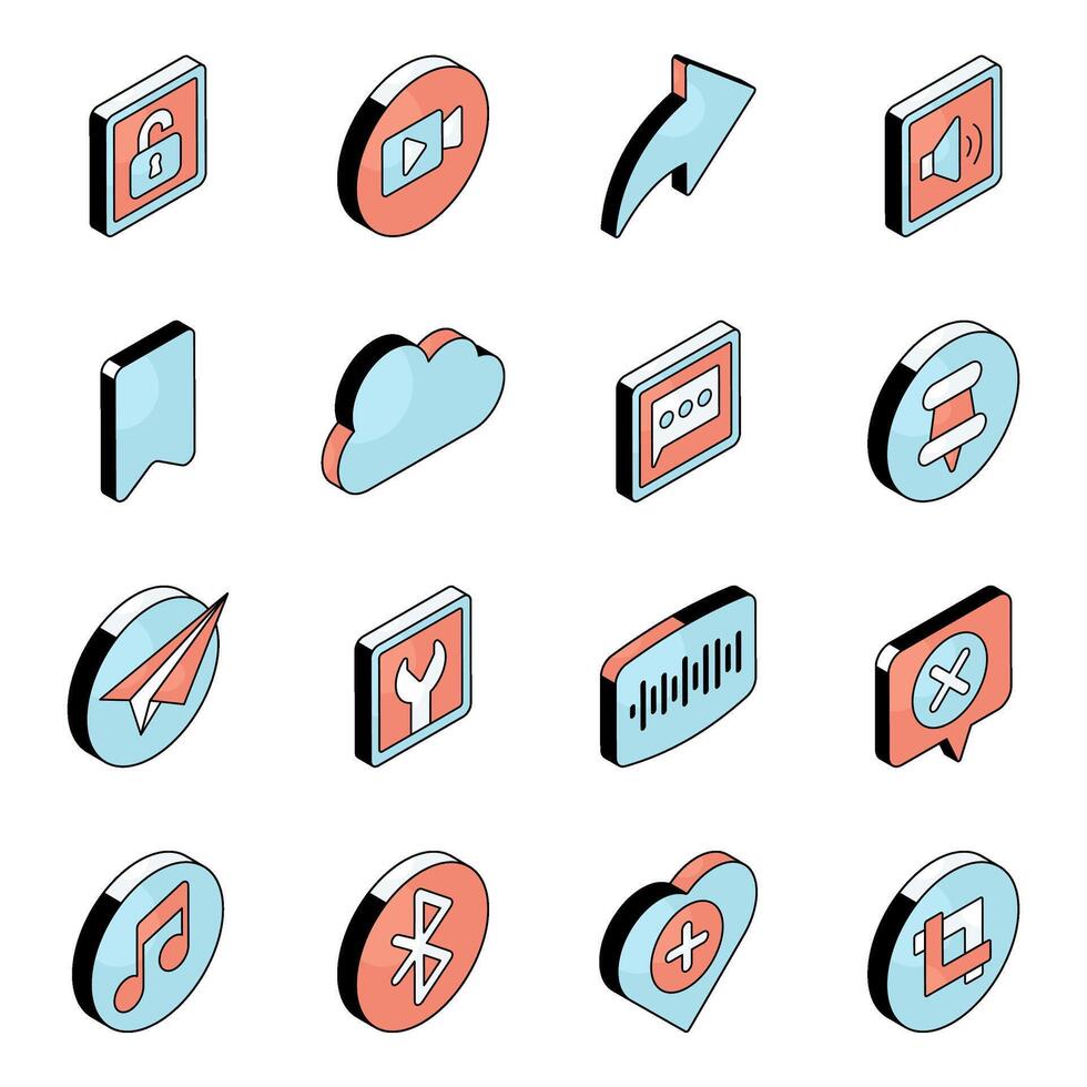 Set of Ui and Ux Flat Icons vector