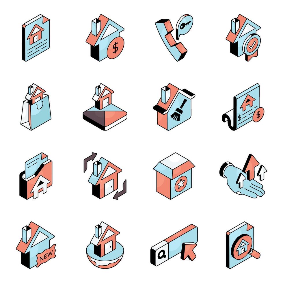 Set of Property Flat Icons vector