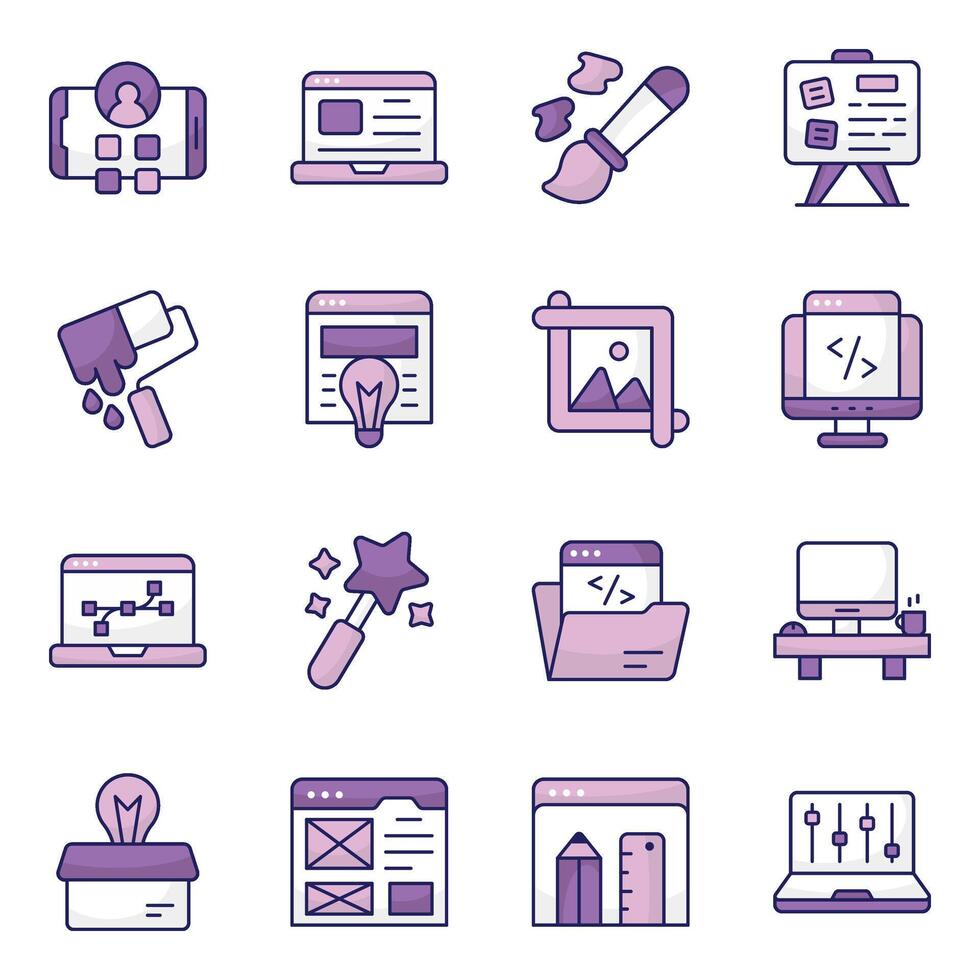 Set of Web Designing Flat Icons vector