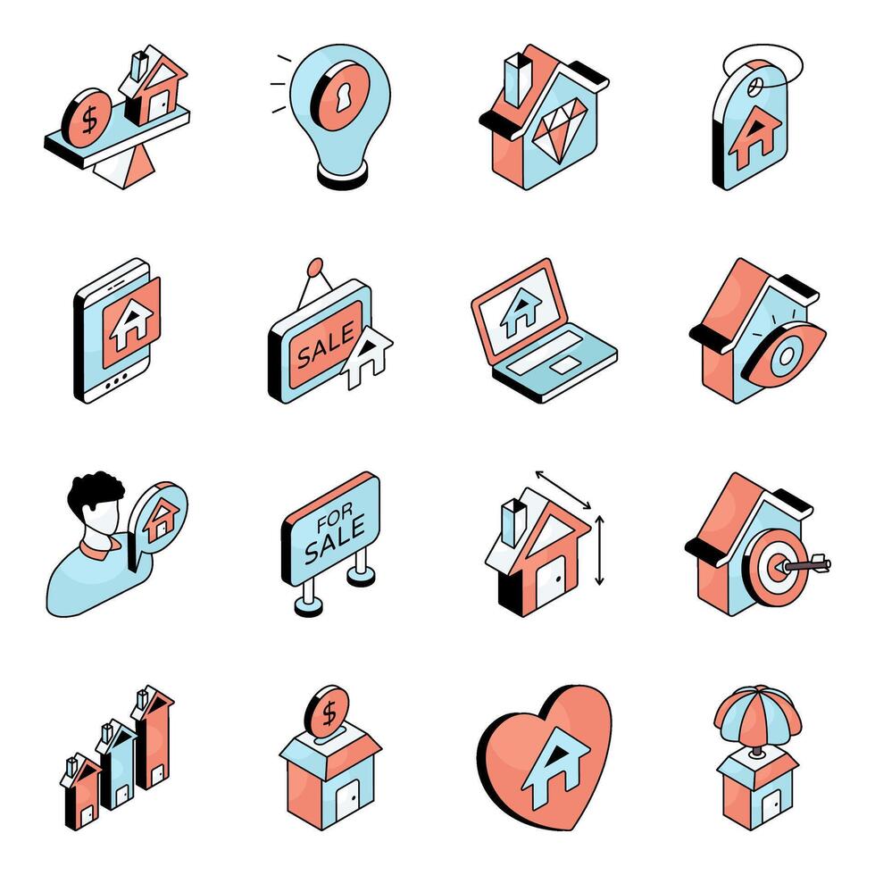 Set of Estate and Property Flat Icons vector