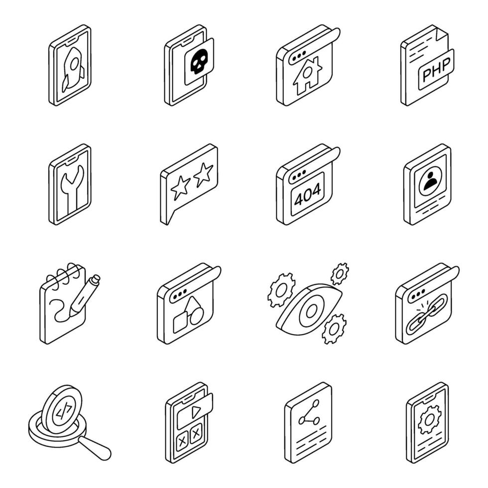 Set of Designing Tools Linear Icons vector