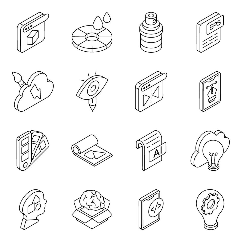 Set of Creativity Linear Icons vector