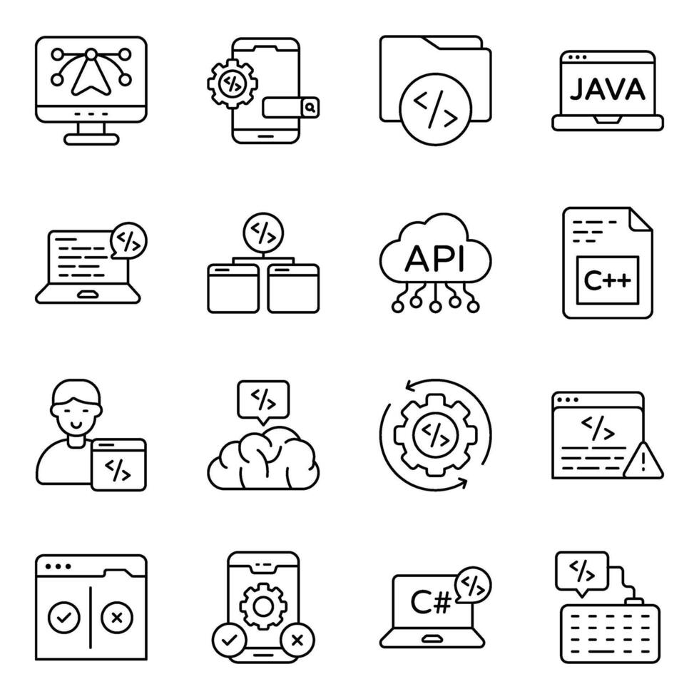 Set of Graphic Designing Linear Icons vector