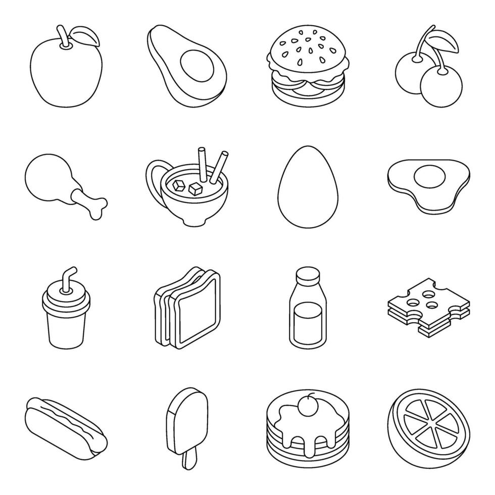 Pack of Food And Fruit Linear Icon vector