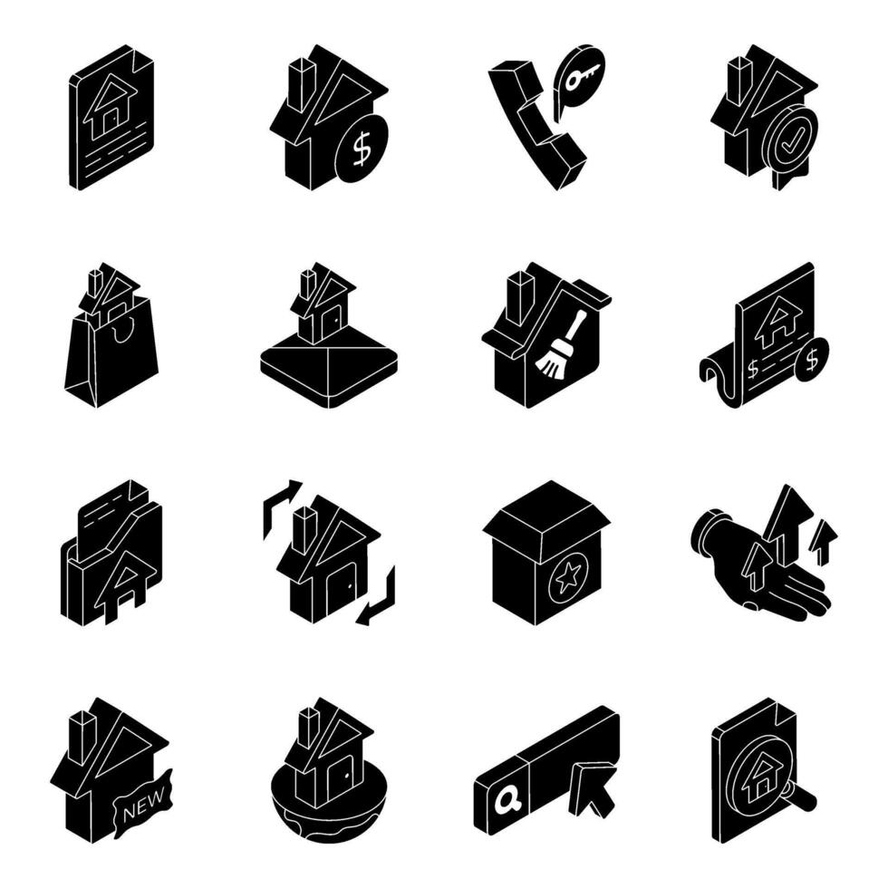 Set of Property Solid Icons vector
