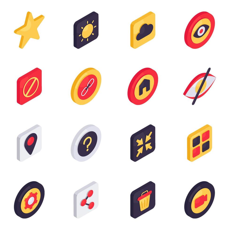 Set of Ux Isometric Icons vector