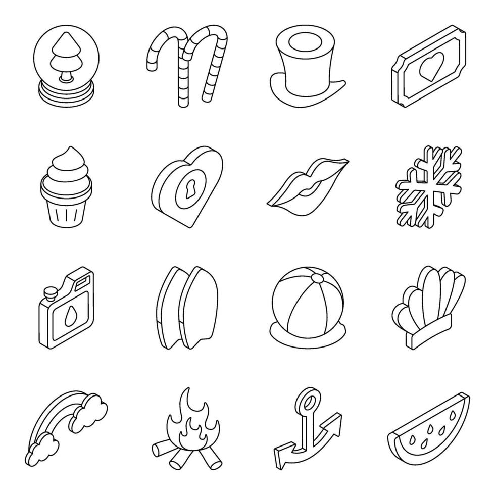Pack of Christmas and New Year Celebration Linear Icon vector