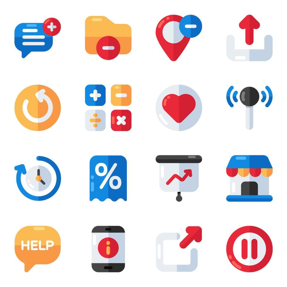 Set of Ui and Ux Flat Icons vector
