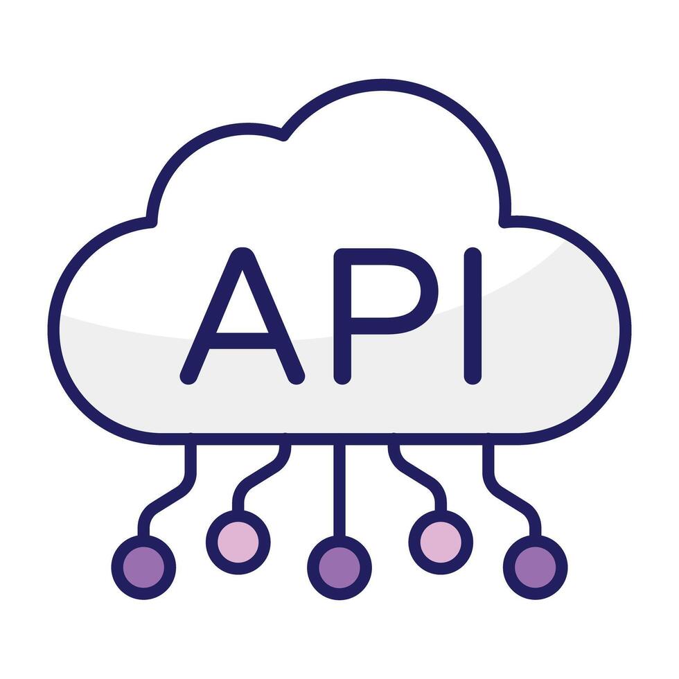 A colored design icon of cloud api vector