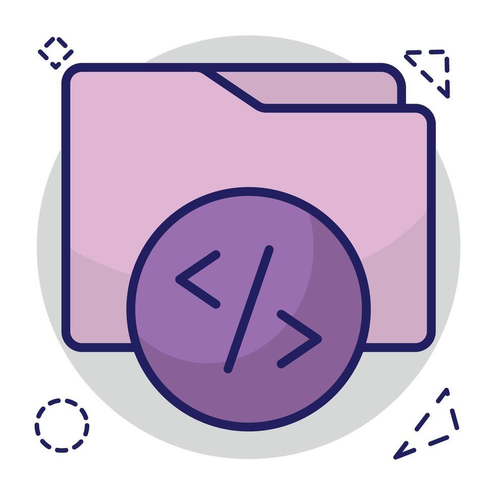 Conceptual flat design icon of coding folder vector
