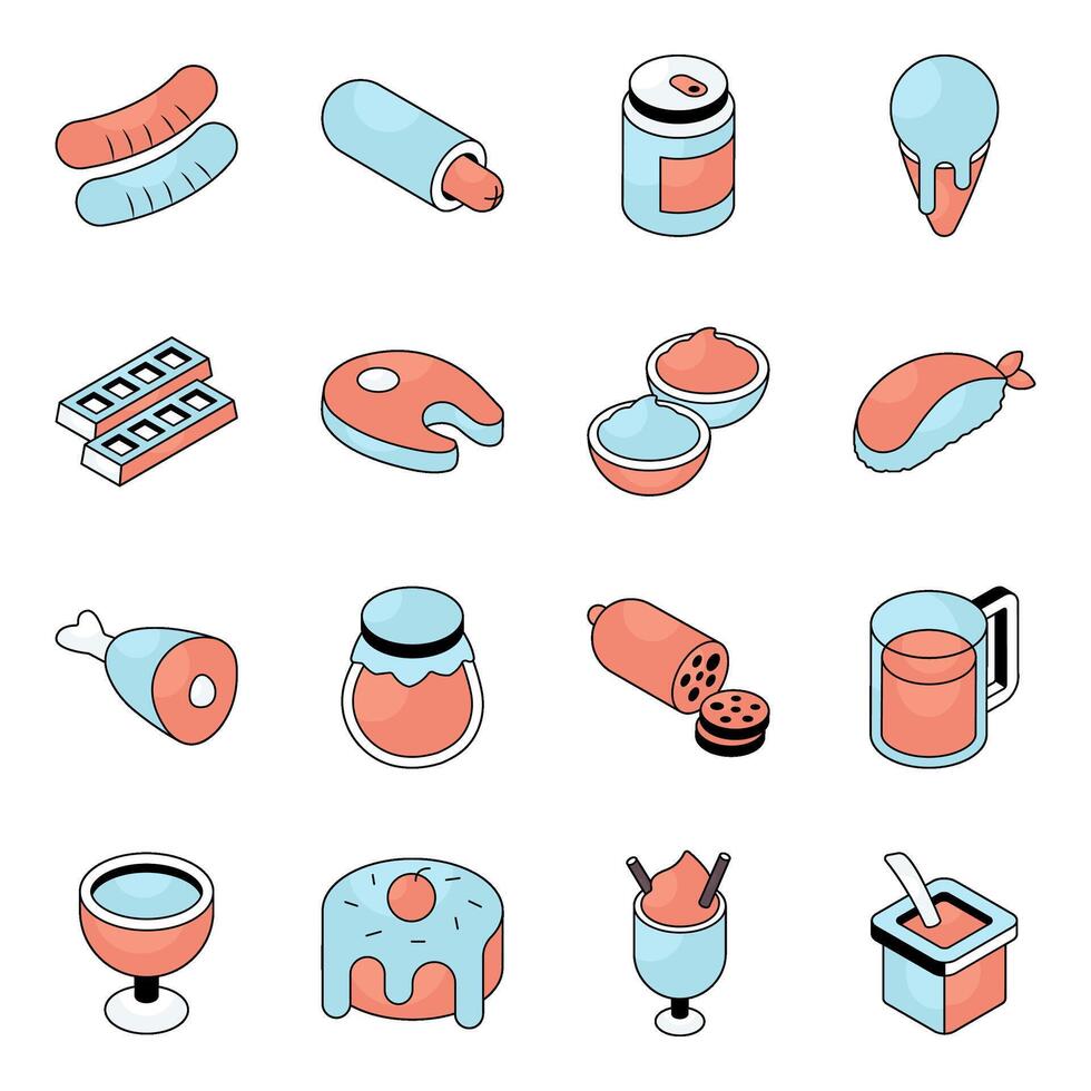 Pack of Fruit Flat Icon vector