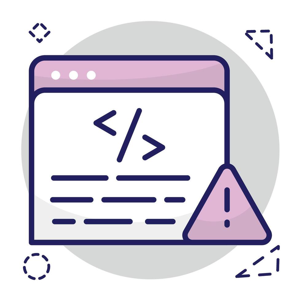 A flat design icon of web coding error vector