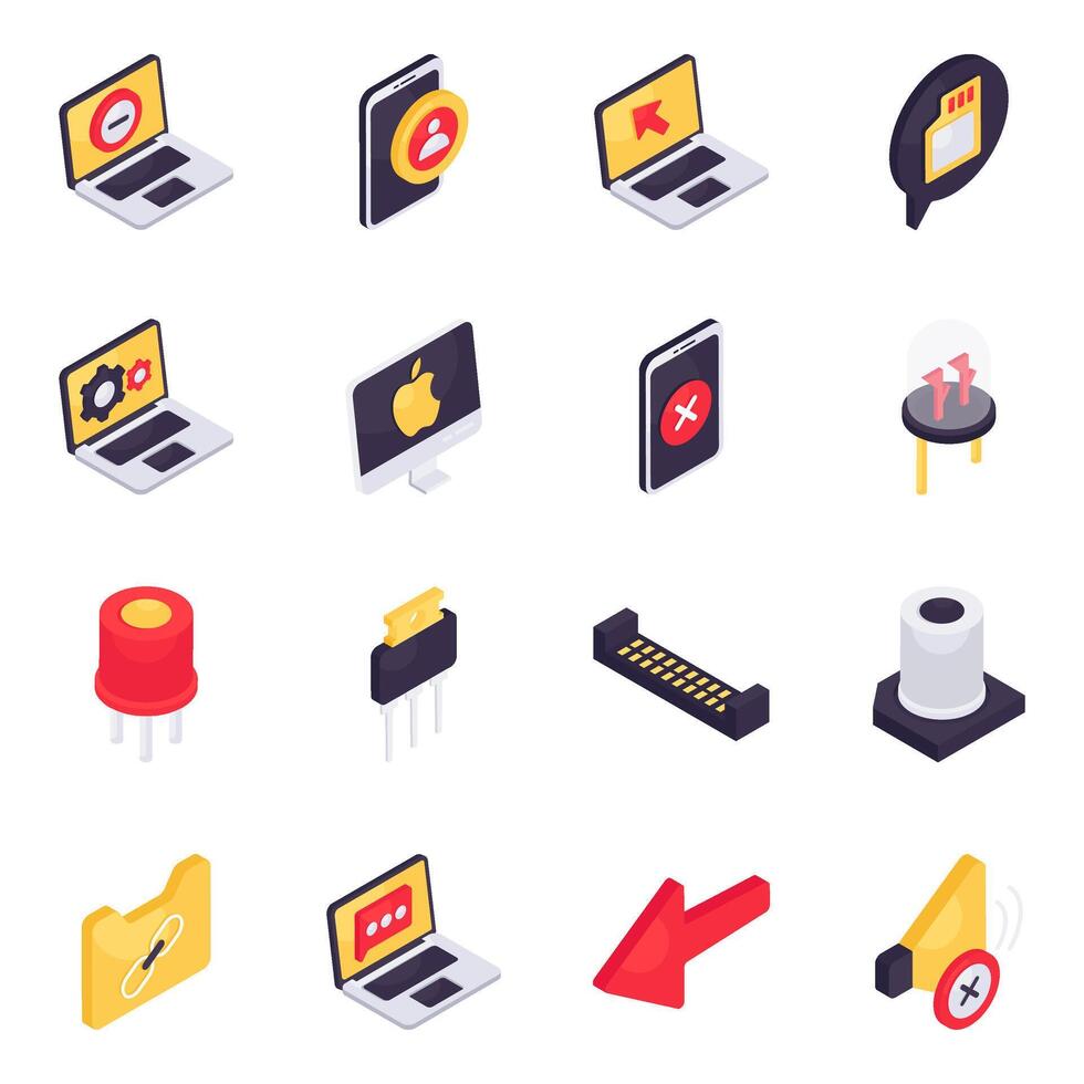 Set of Accessories Isometric Icons vector