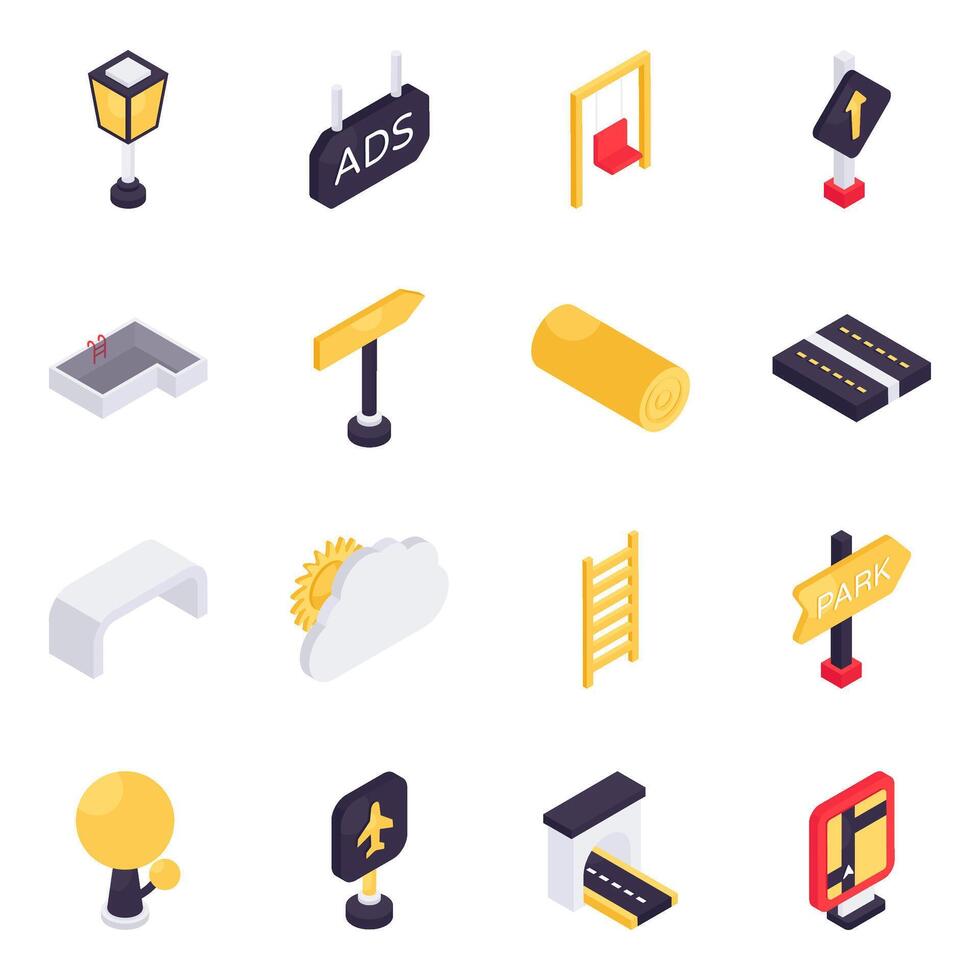 Set of Tools Isometric Icons vector