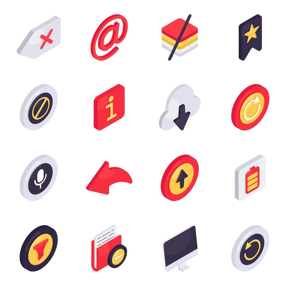 Set of User Interface Isometric Icons vector