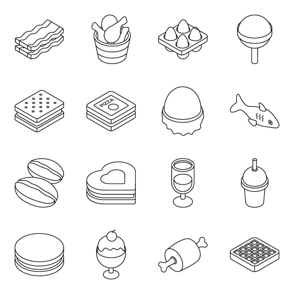 Pack of Breakfast and Dessert Linear Icon vector